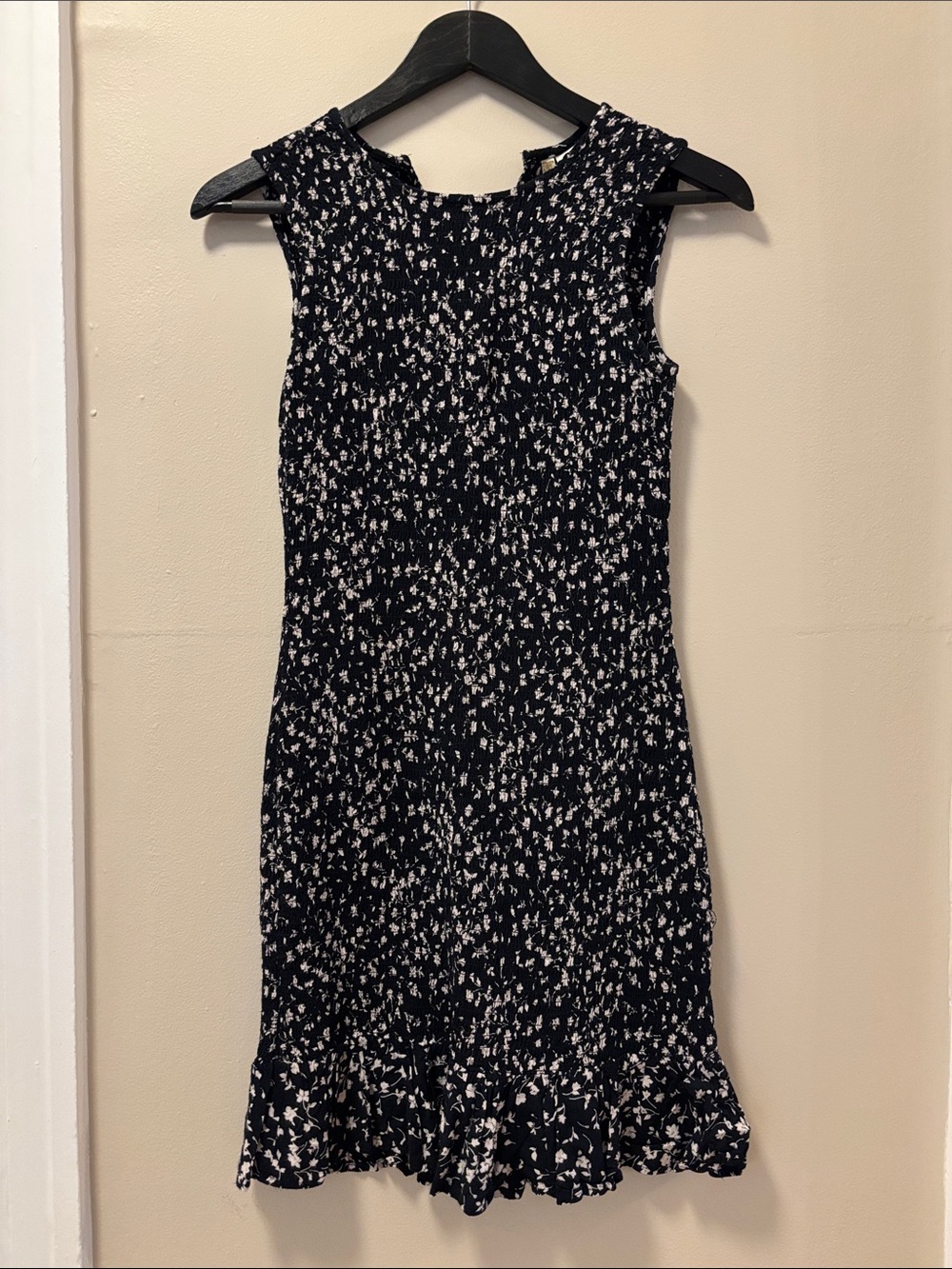 Japna Black Sleeveless Mini Dress with White Floral Print